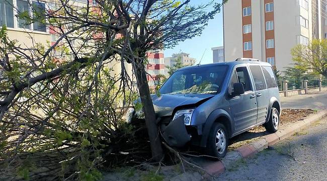 Kahramanmaraş'ta bir araç, çarptığı ağacı yerinden söktü!