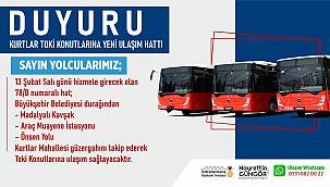 Kurtlar TOKİ'ye Yeni Toplu Taşıma Hattı Hizmete Başlıyor!