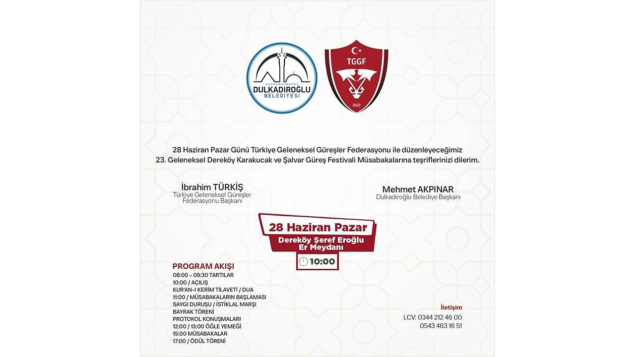 23. GELENEKSEL DEREKÖY KARAKUCAK VE ŞALVAR GÜREŞ FESTİVALİ İÇİN GERİ SAYIM BAŞLADI