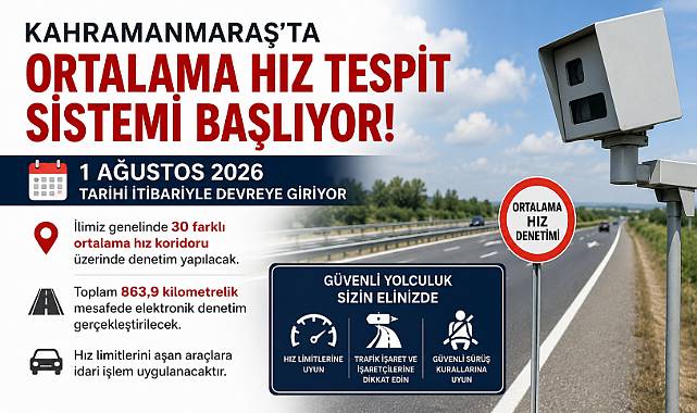 Kahramanmaraş'ta Ortalama Hız Tespit Sistemi 1 Ağustos'ta Devreye Giriyor