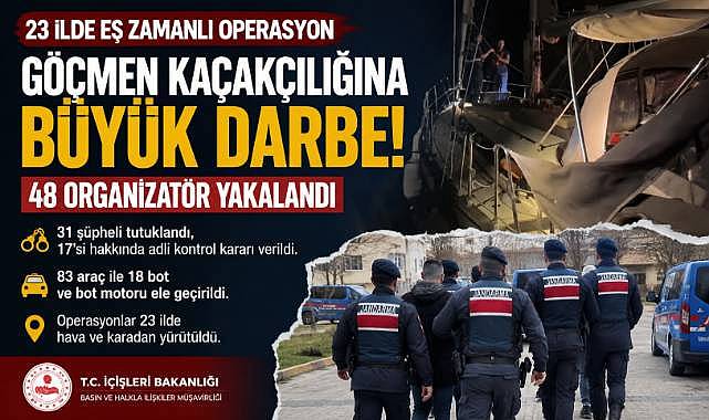 23 İLDE GÖÇMEN KAÇAKÇILIĞI OPERASYONU: 48 ORGANİZATÖR YAKALANDI