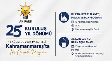 AK Parti Kahramanmaraş’ta 25. Yıl Programı Düzenleyecek