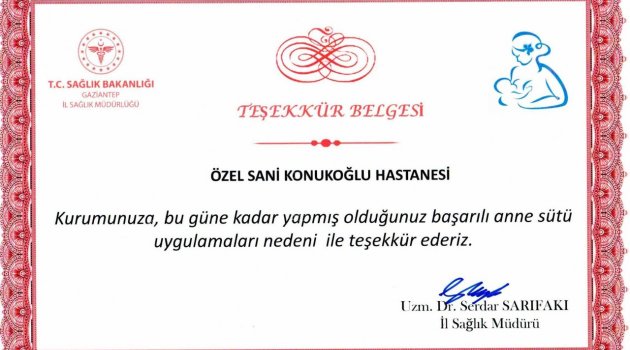 SANKO ÜNİVERSİTESİ SANİ KONUKOĞLU UYGULAMA VE ARAŞTIRMA HASTANESİ’NE TEŞEKKÜR BELGESİ VERİLDİ